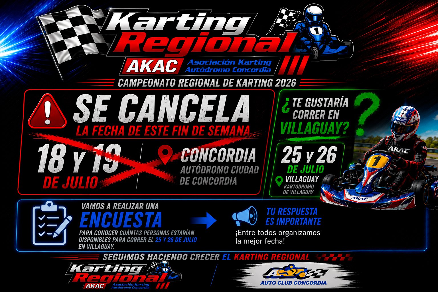 Kart Regional Concordia reprograma su doble jornada y mira hacia Villaguay
