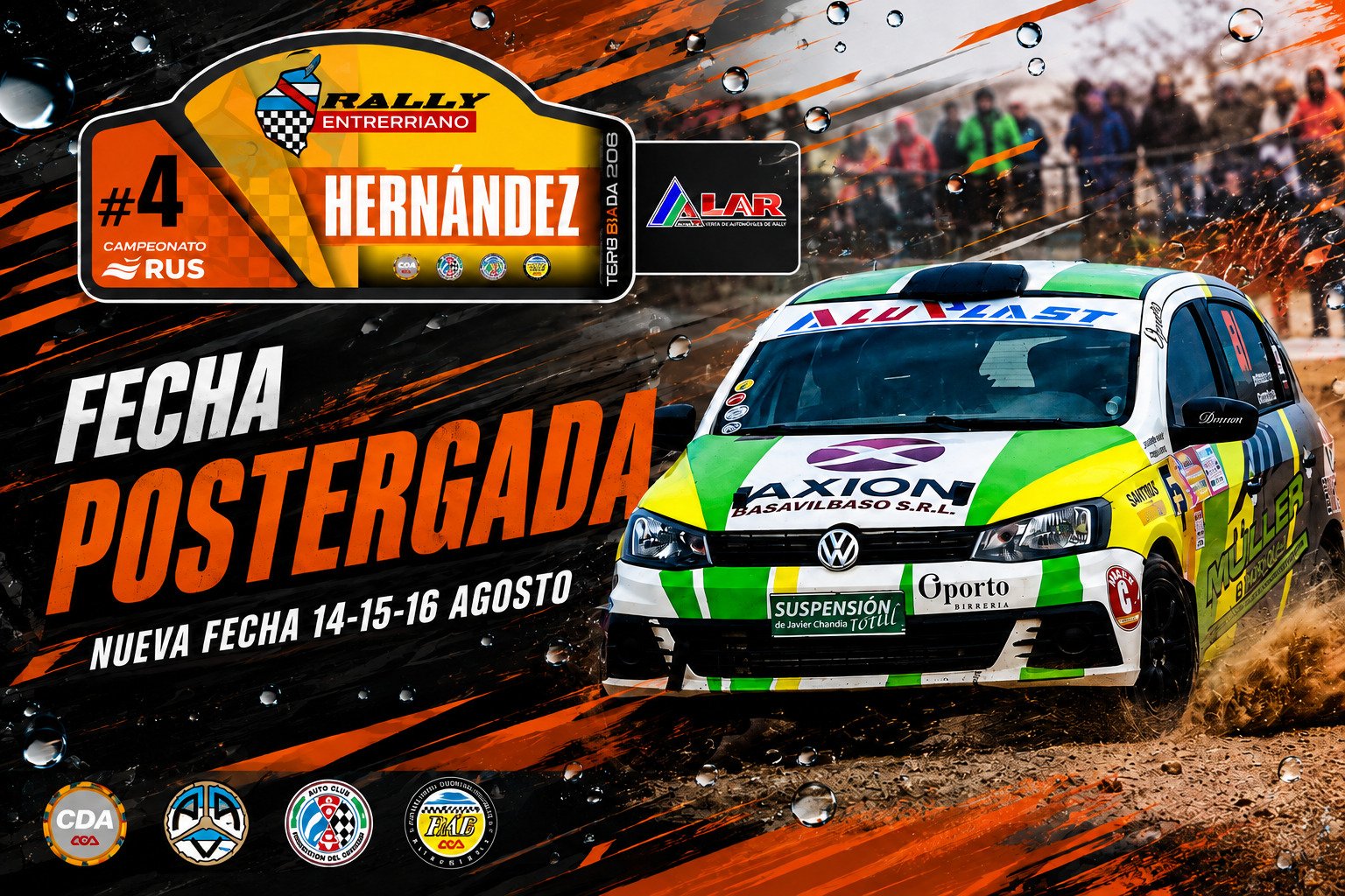 La lluvia puso pausa, pero Hernández mantiene encendido el Rally