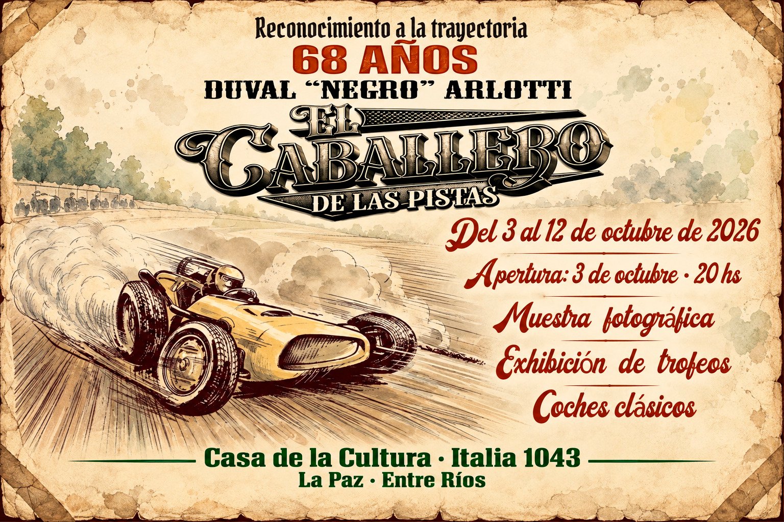 La Paz homenajea a Duval “Negro” Arlotti, “El Caballero de las Pistas”